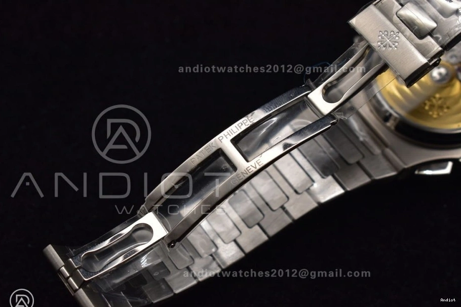 Nautilus PPF Mod Stk A7750 Date Wht SS Chrono SS 5980 0316